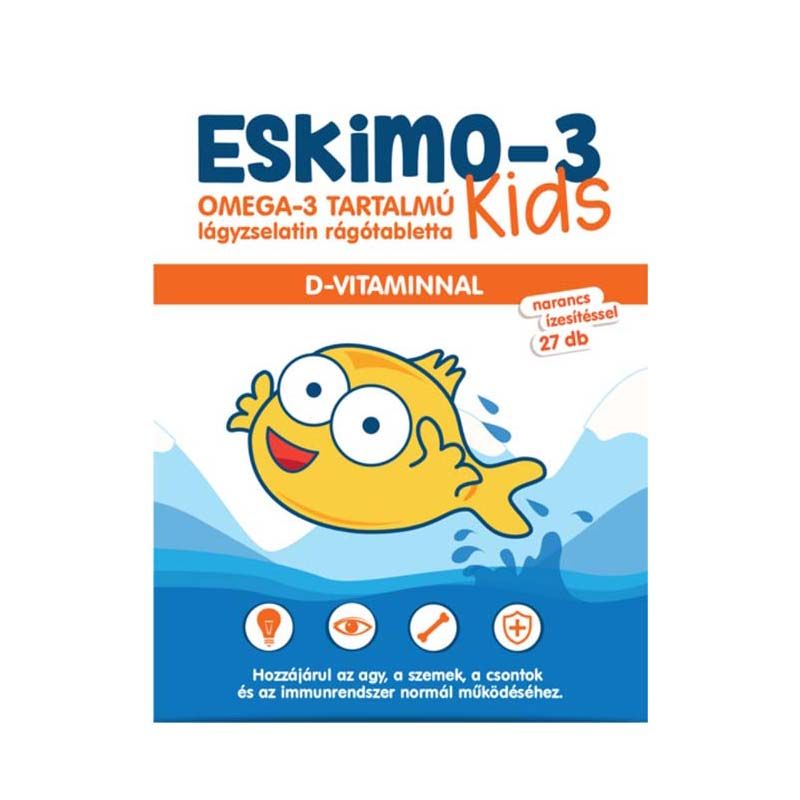 Eskimo 3 Kids Omega-3 D-vit. rágótabletta narancs (27.0 db)