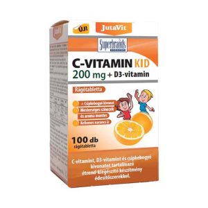 JutaVit C-vitamin KID 200 mg+D3 rágótabletta Narancs (100.0 db)